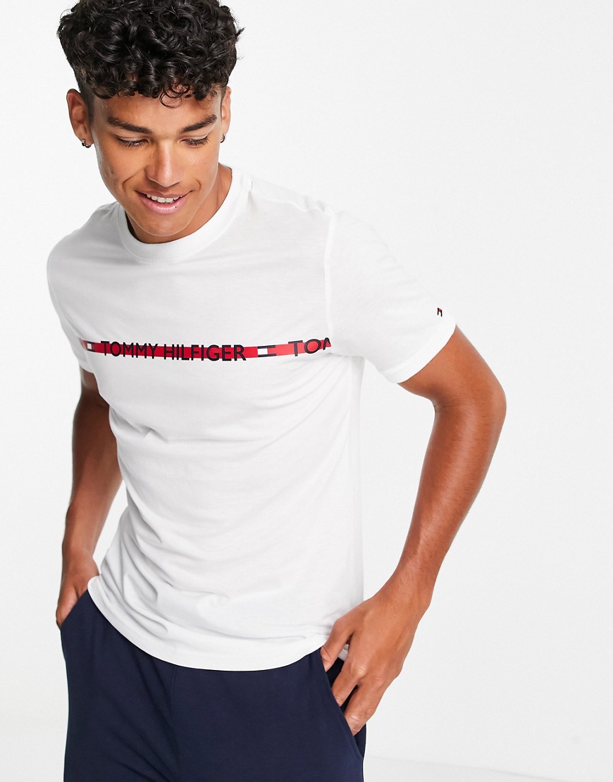 Tommy Hilfiger lounge t-shirt with chest taping logo in white