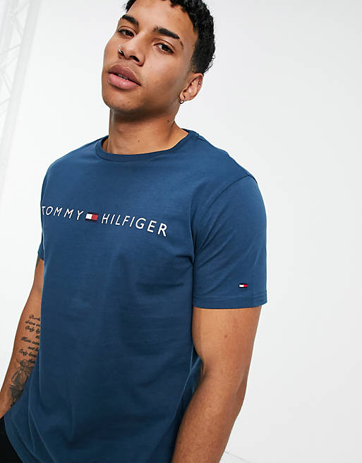 Tommy Hilfiger lounge t-shirt with established logo in navy | ASOS