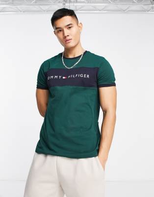 Tommy Hilfiger T-shirt with front stripe in dark green