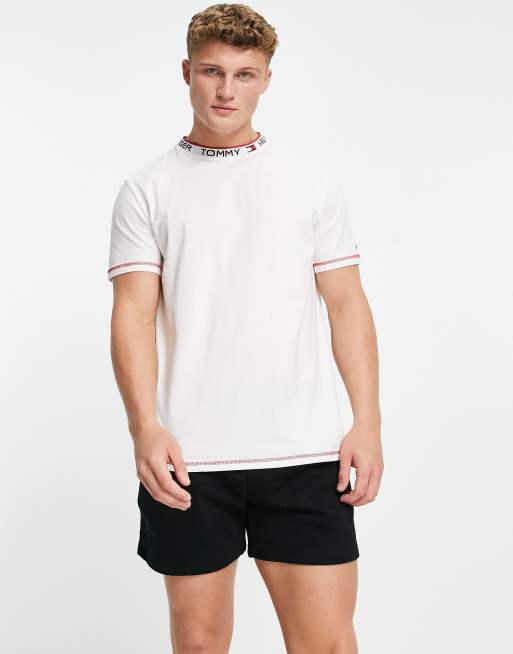 Tommy Hilfiger lounge t-shirt with neck logo taping in white