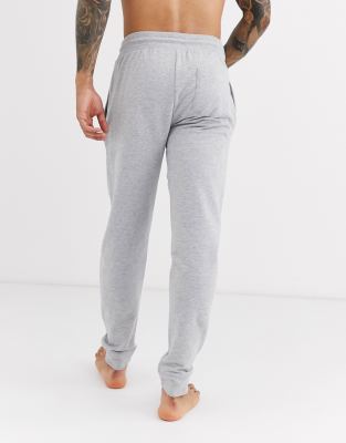 tommy hilfiger lounge tapered joggers with flag logo in grey