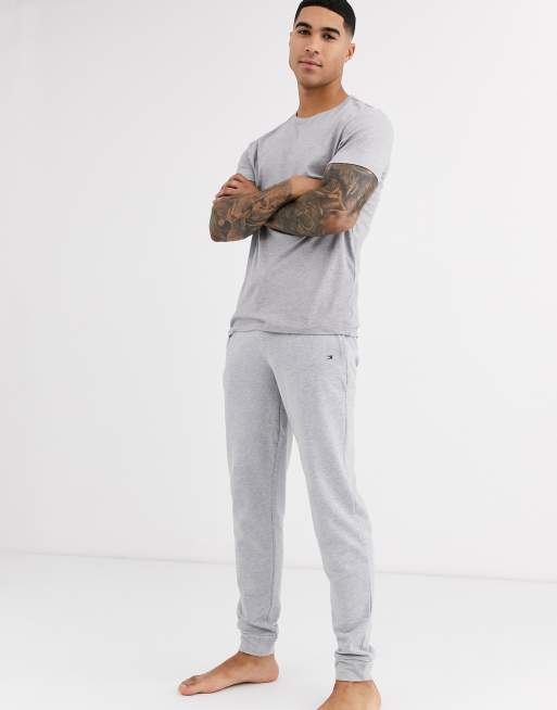 Tommy Hilfiger lounge tapered joggers with flag logo in grey