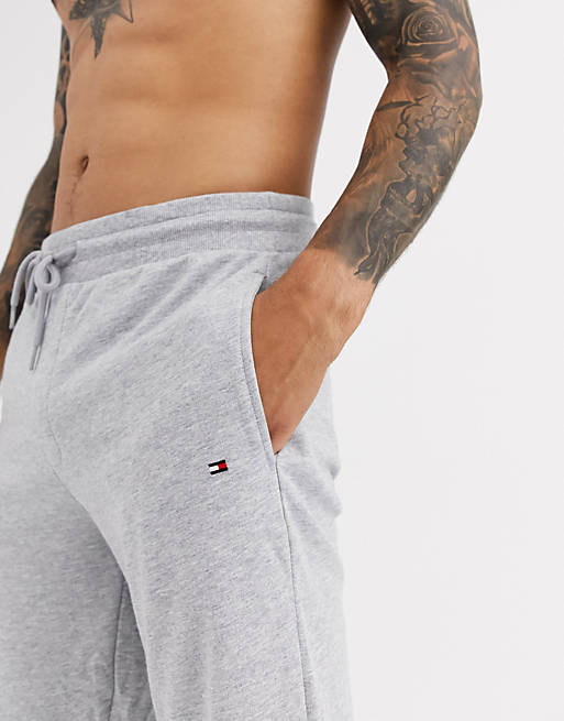 Tommy Hilfiger lounge tapered sweatpants with flag logo in gray | ASOS