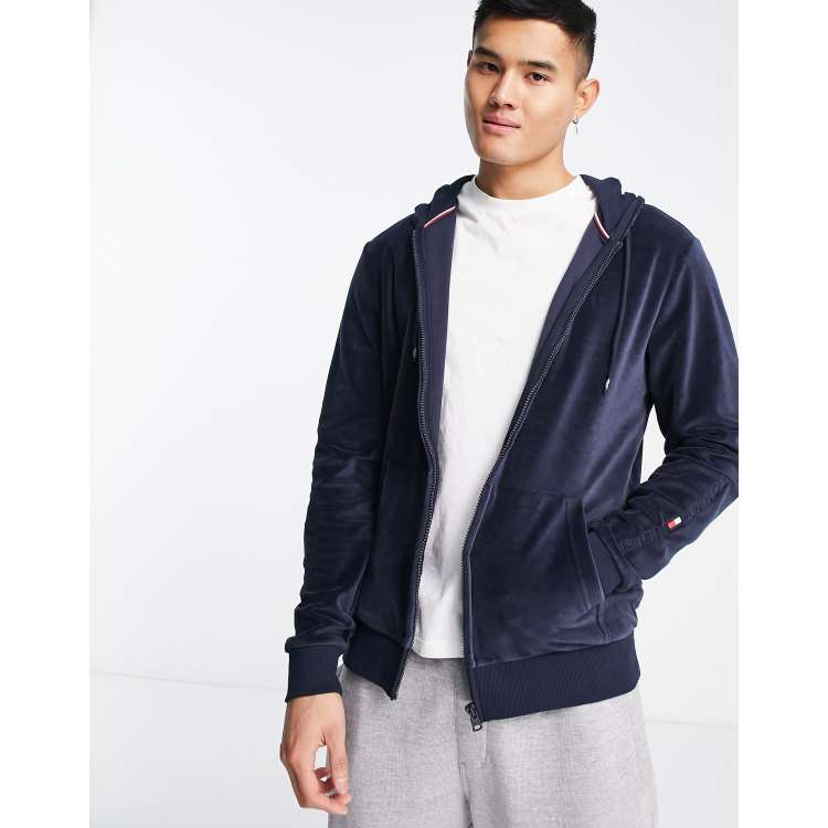 Mens velour clearance zip up hoodie