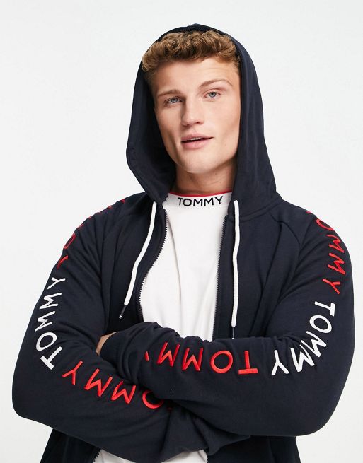 Tommy Hilfiger Authentic Full Zip Hoodie Side Logo Taping In Navy, $66, Asos
