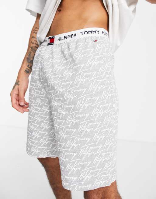 Tommy Hilfiger - Loungeshort met logo en met tailleband met logo in grijs