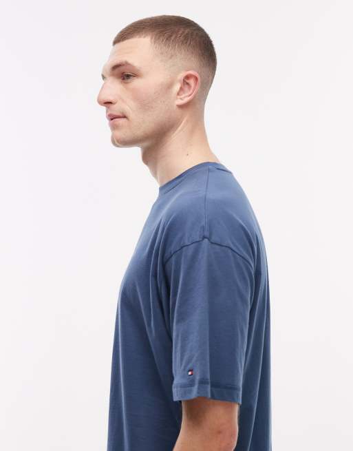 Tommy Hilfiger loungewear logo t-shirt in blue, 4 of 5