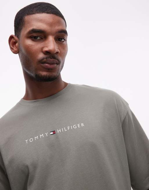 Tommy Hilfiger loungewear logo T-shirt in sage, 5 of 5
