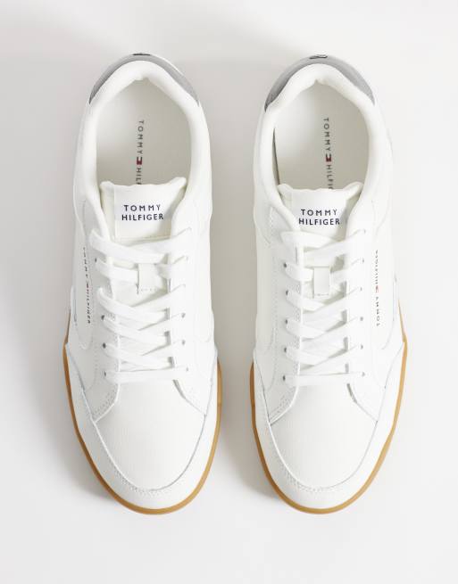 Tommy Hilfiger low pro cupsole leather sneakers in white, 2 of 5
