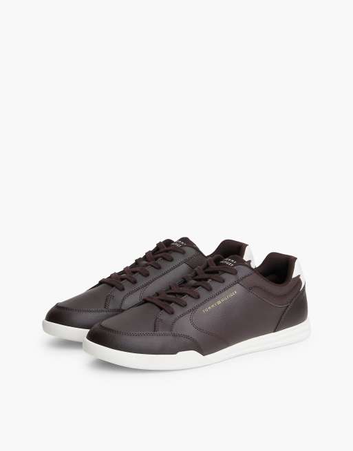 Tommy Hilfiger Low profile trainers with leather in chocolate, 2 of 7