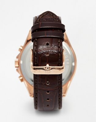tommy hilfiger luke leather strap watch