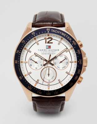 Tommy Hilfiger Luke leather strap watch 