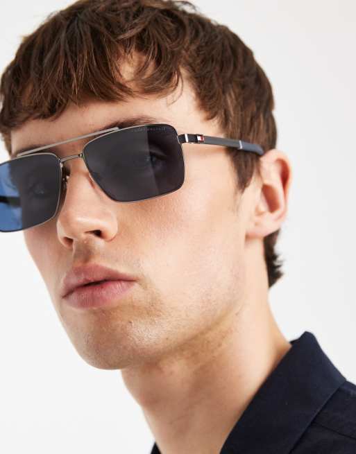 Tommy Hilfiger - Lunettes de soleil carrées - Argenté foncé mat, 3 de 3