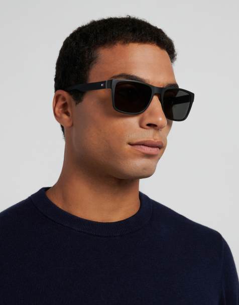 Tommy Hilfiger lunettes de soleil rectangulaires à verres polarisés gris, noires - view 1