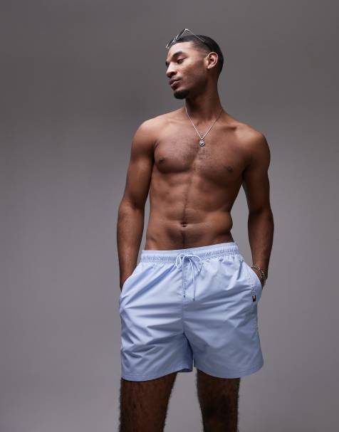 Tommy Hilfiger - Lyseblå badeshorts med løbesnor og logo i siden - view 1