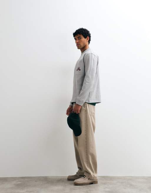 Tommy Hilfiger - Lysegrå langærmet T-shirt med varsity-logo og firkantet pasform, 2 af 5