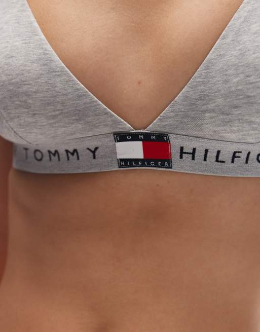 Tommy Hilfiger - Lysegrå og meleret trekants-bh i heritage-stil, 3 af 4