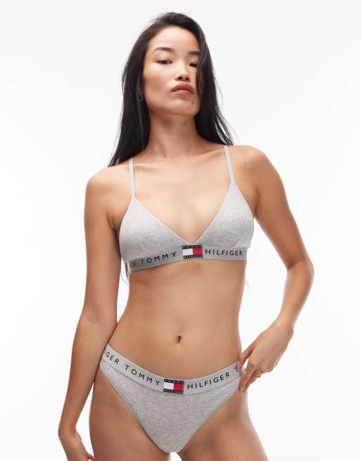 Tommy Hilfiger - Lysegrå og meleret trekants-bh i heritage-stil, 4 af 4