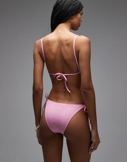 Tommy Hilfiger - Lyserøde bikinitrusser i krølstof med bindebånd i siden , 4 af 4