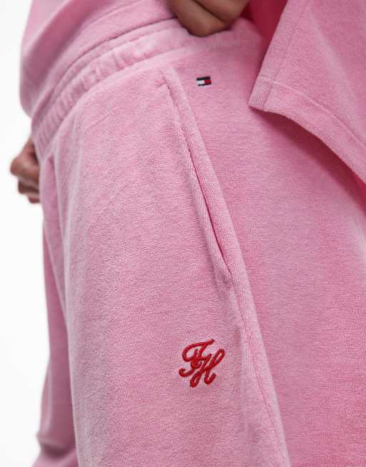 Tommy Hilfiger - Lyserøde resort-shorts i frotté med logo, 5 af 5