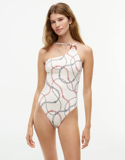Tommy Hilfiger - Maillot 1 pièce asymétrique avec anneau écaille de tortue - Multicolore, 1 de 5