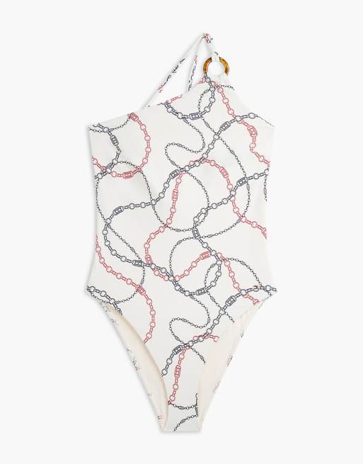 Tommy Hilfiger - Maillot 1 pièce asymétrique avec anneau écaille de tortue - Multicolore, 5 de 5