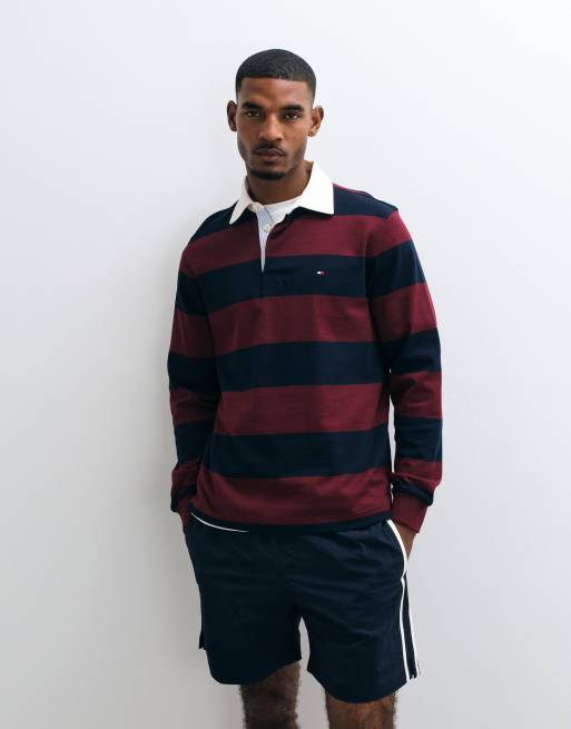 Tommy Hilfiger maillot de rugby à drapeau à rayures bordeaux/marine, 5 de 5
