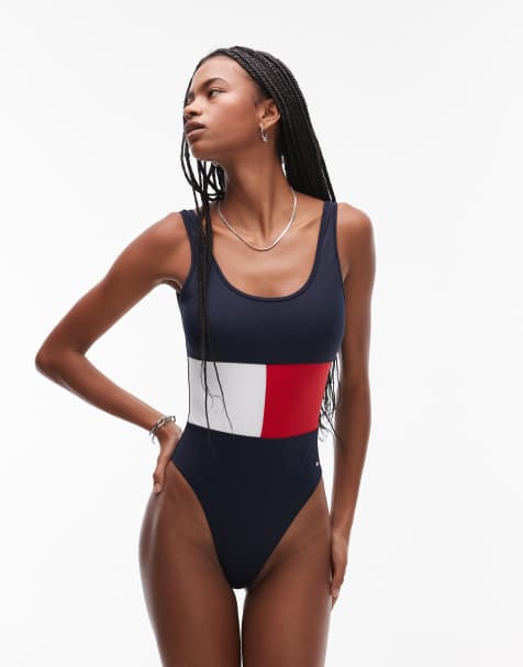 Tommy Hilfiger - Maillot 1 pièce à logo drapeau - Bleu marine - view 1