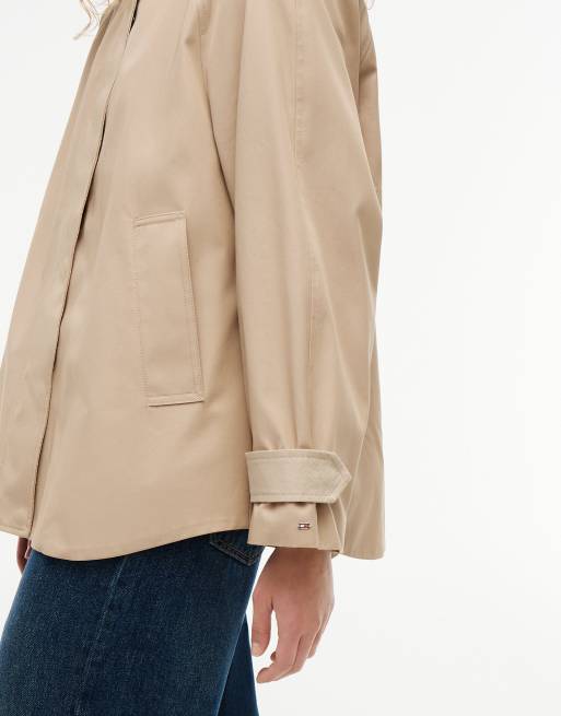 Tommy Hilfiger manteau cape décontracté en sergé jacquard beige, 4 de 7
