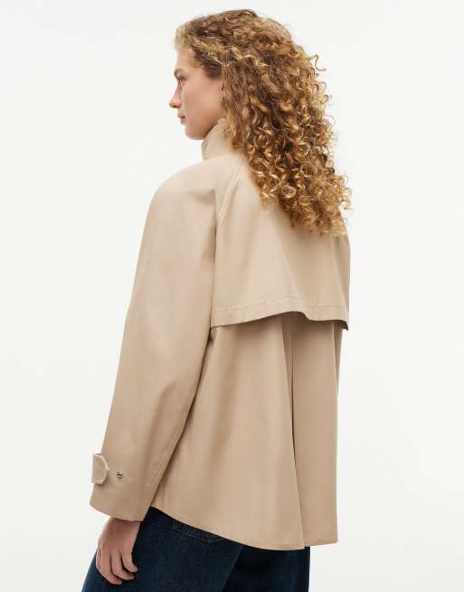 Tommy Hilfiger manteau cape décontracté en sergé jacquard beige, 6 de 7