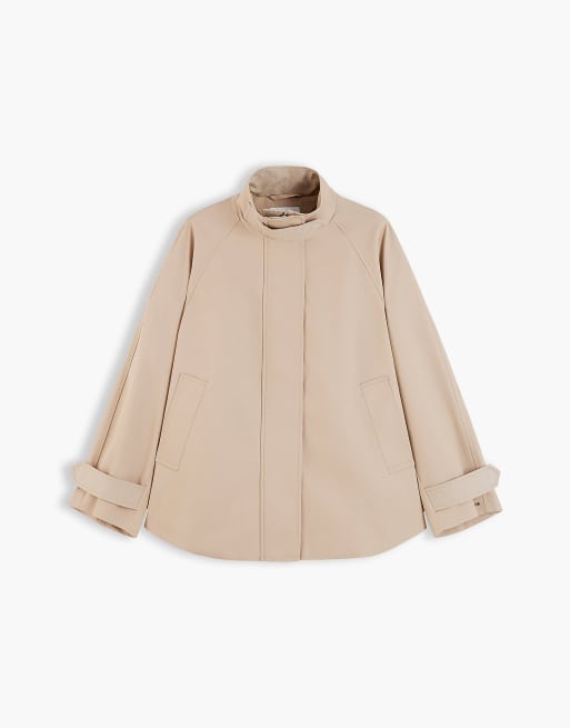 Tommy Hilfiger manteau cape décontracté en sergé jacquard beige, 7 de 7