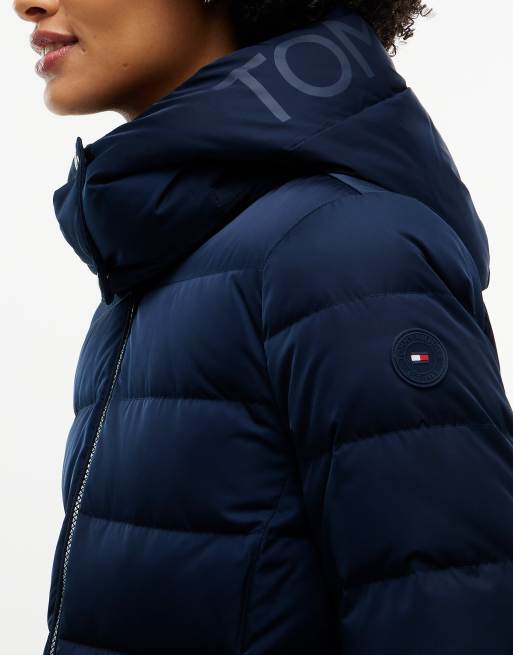 Tommy Hilfiger manteau slim à capuche bleu foncé, 2 de 6