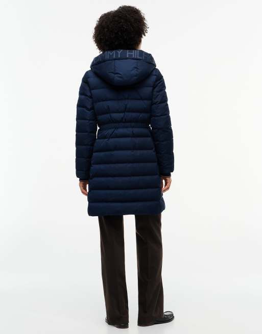 Tommy Hilfiger manteau slim à capuche bleu foncé, 4 de 6
