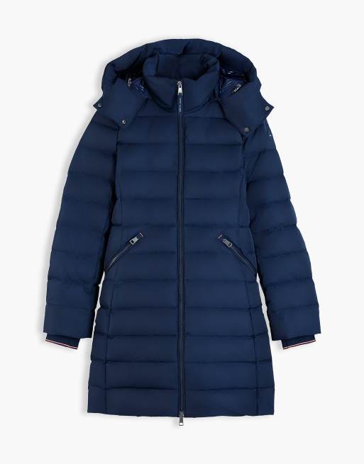 Tommy Hilfiger manteau slim à capuche bleu foncé, 5 de 6