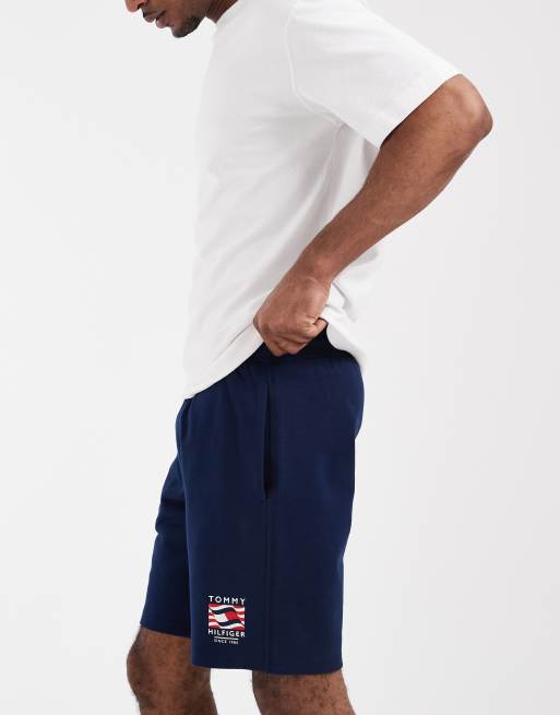 Tommy Hilfiger – Marinblå avslappnade jersey-shorts med flagglogga, 3 av 5