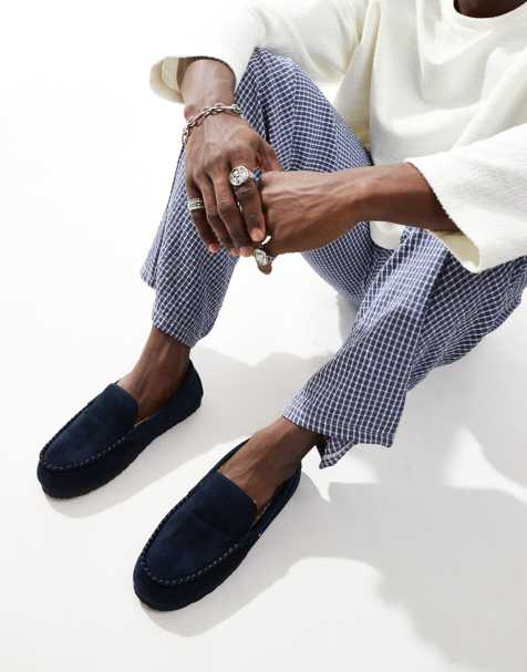 Tommy Hilfiger – Marinblå mockasintofflor i mocka - view 1