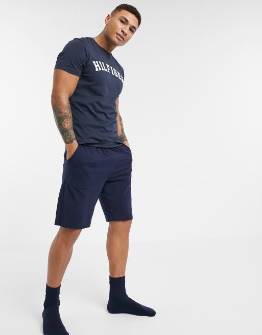 Tommy Hilfiger – Marinblå mys-t-shirt med rund halsringning och logga, 4 av 4