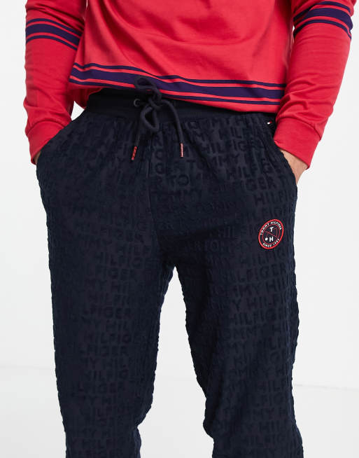 Tommy Hilfiger – Marinblå mysbyxor i frotté med liten tennislogga, 4 av 4