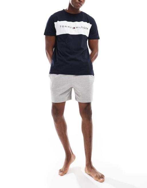 Tommy Hilfiger – Marinblå mysig t-shirt med logga och ränder, 4 av 4