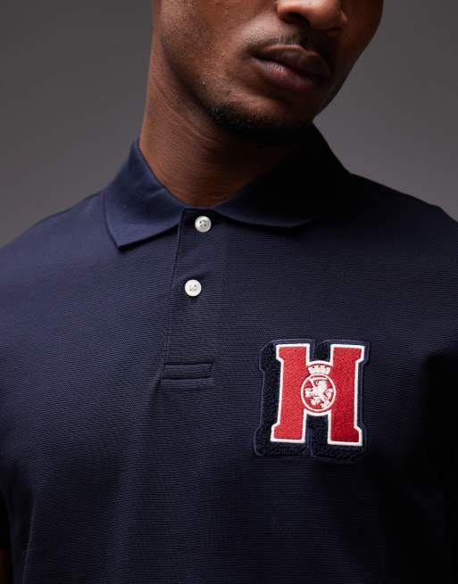 Tommy Hilfiger – Marinblå pikétröja med broderad logga på bröstet, 5 av 5