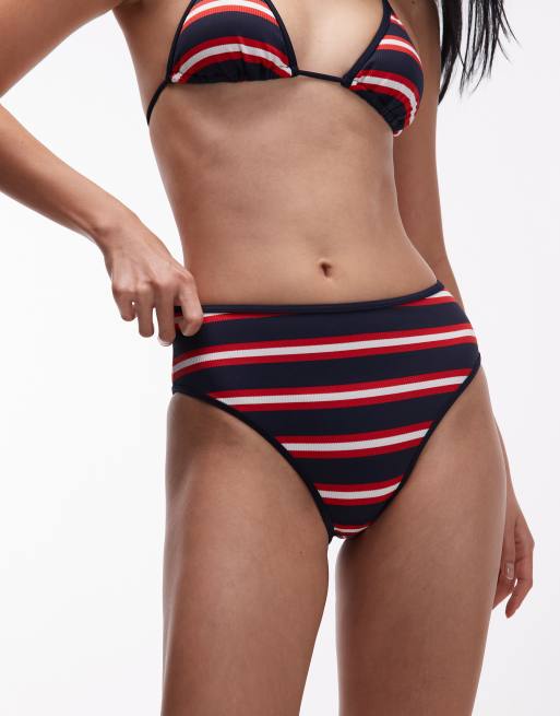Tommy Hilfiger – Marinblå, randig bikiniunderdel i cheeky-modell med hög midja, 2 av 4