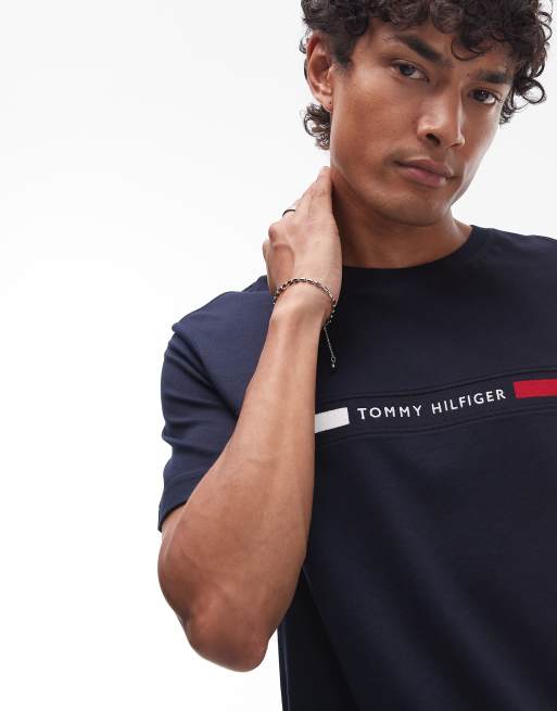 Tommy Hilfiger – Marinblå t-shirt med logga på bröstet, 3 av 4