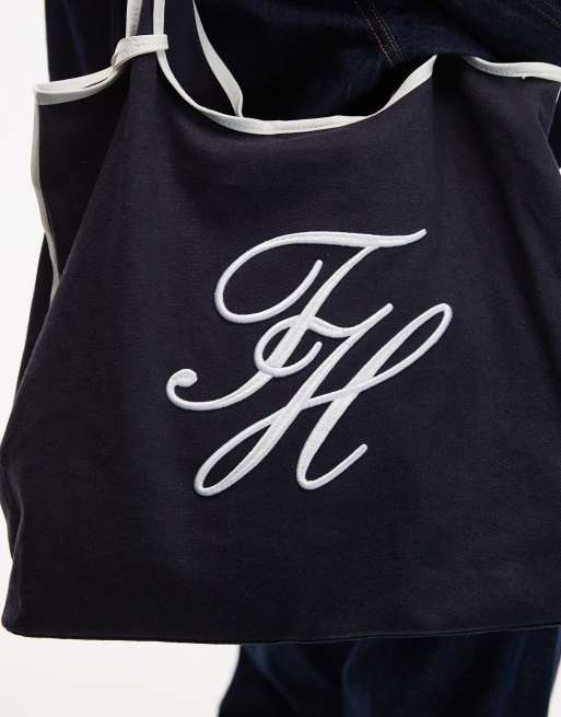 Tommy Hilfiger – Marinblå toteväska med skriftlogga, 3 av 4
