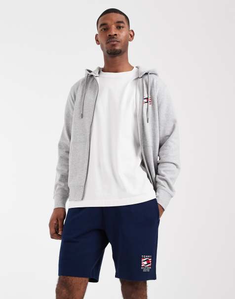 Tommy Hilfiger - Marineblå afslappede jerseyshorts med flaglogo - view 1