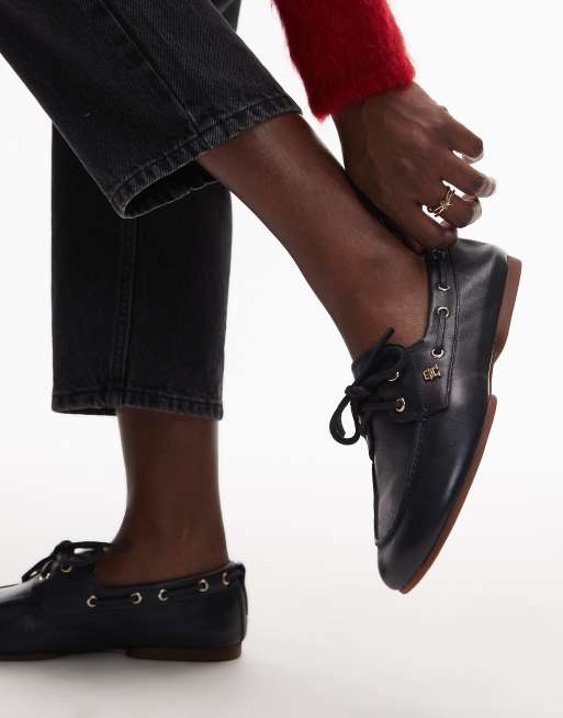 Tommy Hilfiger - Marineblå elegante sejlersko i læder, 3 af 4