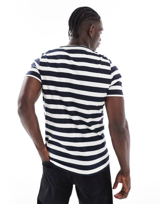 Tommy Hilfiger - Marineblå- og hvid-stribet T-shirt med logo, 2 af 4