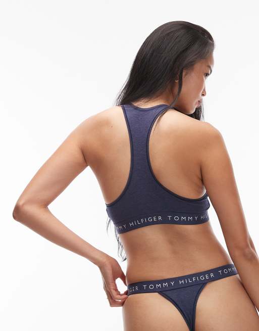 Tommy Hilfiger - Marineblå og meleret bralette med racerryg i heritage-stil, 2 af 4