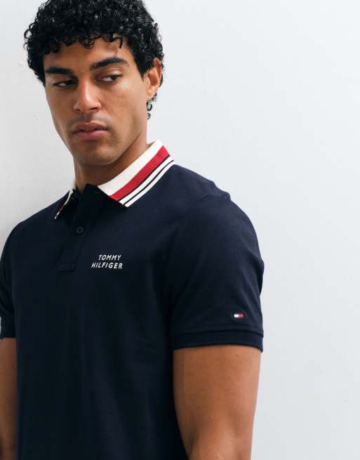 Tommy Hilfiger - Marineblå poloskjorte med grafisk logo på brystet, 3 af 5