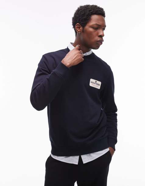 Tommy Hilfiger - Marineblå sweatshirt med påsyet logo - view 1