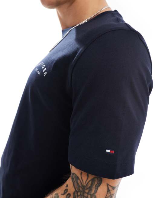 Tommy Hilfiger - Marineblå T-shirt med print på ryggen, 3 af 4